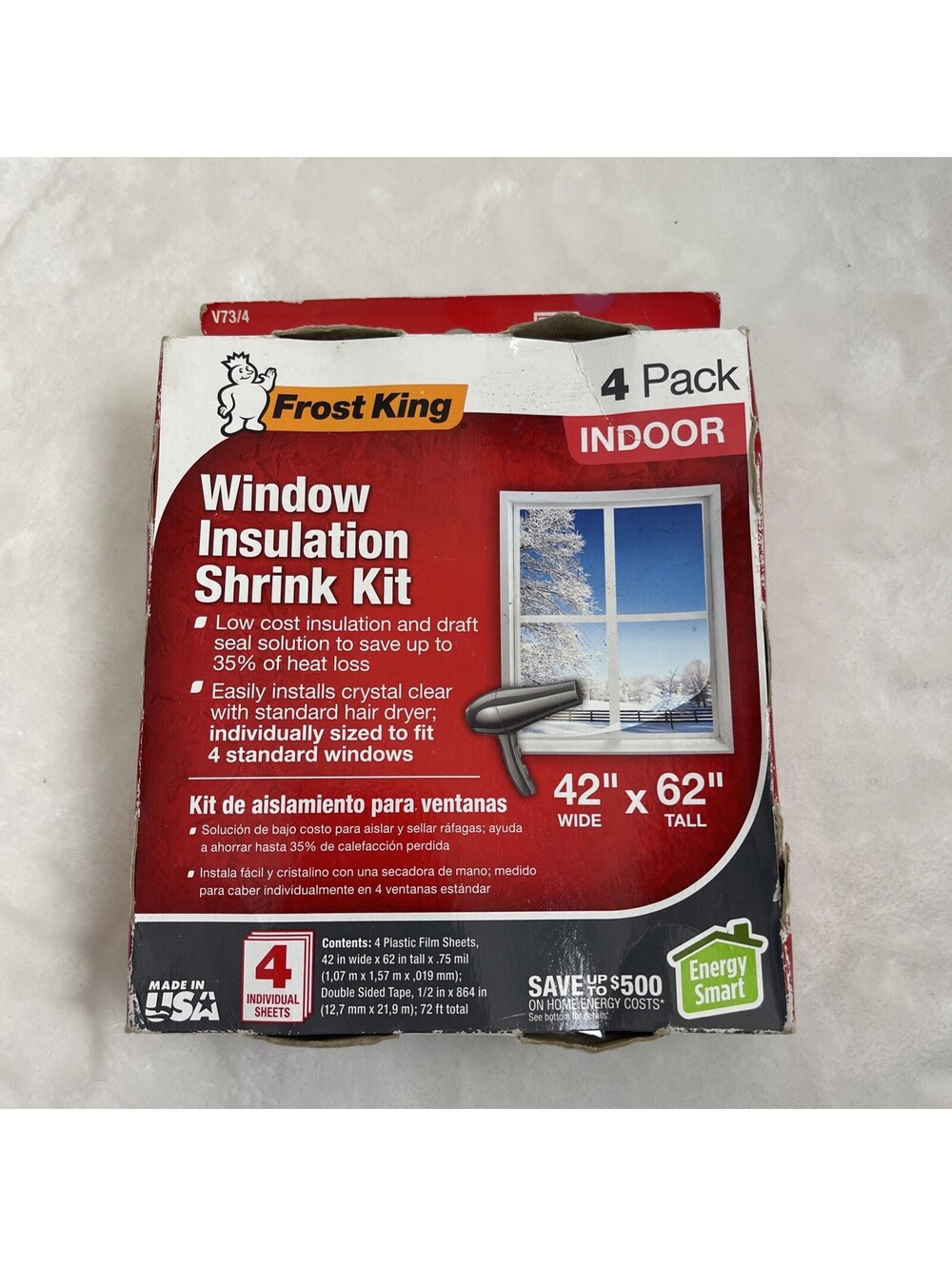 Frost King Window Insulation Kit Four Pack Indoor 42×62